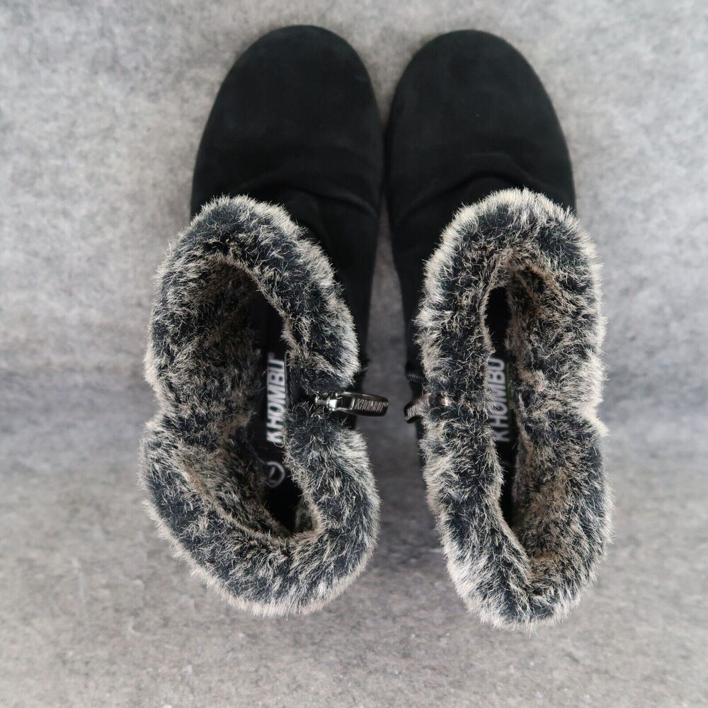 Khombu Shoes Womens 7 Booties Winter Lindsey Leather Faux Fur Buckle Strap Zip - Picture 7 of 15